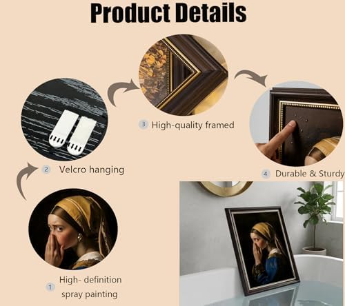 Dark Brown Framed Vintage Funny Bathroom Wall Art Humor Girl - Image 7