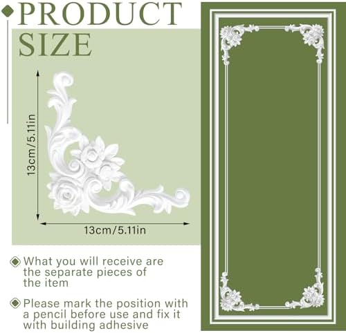 12pcs Corner Wall Molding, Wainscoting Floral Molding - Image 2