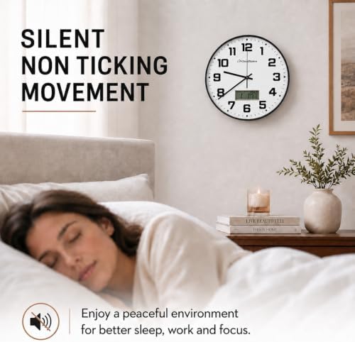 Cloud Space 12” Silent Wall Clock Battery Operated, Non Ticking Modern Wall - Image 3