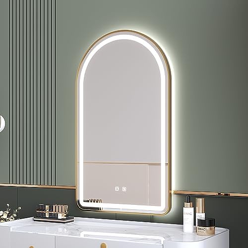 Arched Bathroom Mirror 20"x28", LED Tempered Glass - Image 3