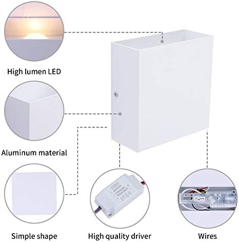 Lightess White Mini Metal 10W Warm White Hardwired Up Down LED Wall Sconce - Image 6