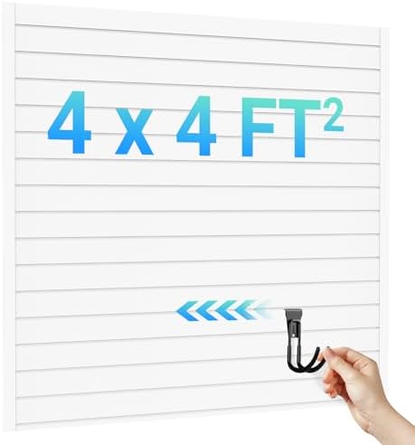 Ezlaino Slatwall 4 FT x 4 FT, PVC Slat Wall Paneling Garage Wall Organizer by Ezlaino