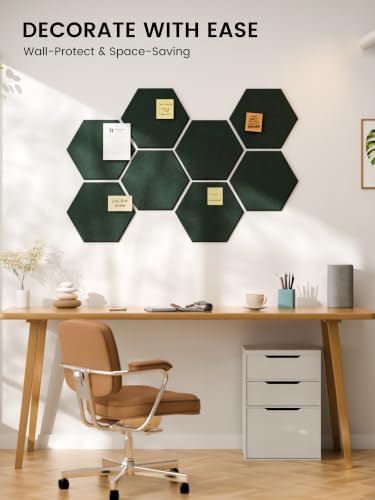 Fluxynara 8-Pack Hexagon Felt Bulletin Board Tiles, Pine Green-1 - Image 6