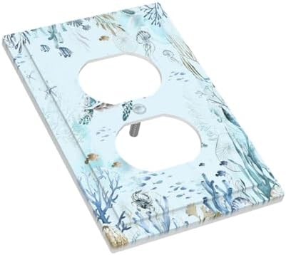 Outlet Covers Teal Blue Ocean Sea Turtle Seabed Plants 1 Gang Duplex Light - Image 3