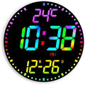 12" Large Digital Wall Mount Clock, 12 RGB Color Alarm by GLOKUUCA