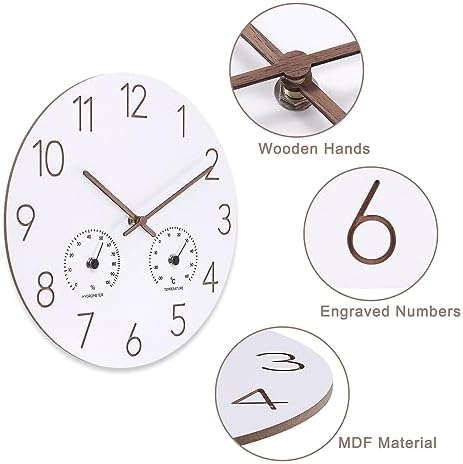14 Inch Wood Wall Clock Retro Wooden Wall Clocks Battery Operated - Image 5