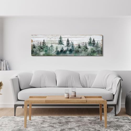 Farmhouse Pine Tree Wall Art Forest Wall Decor Rustic Wood Mountain Picture - Image 5