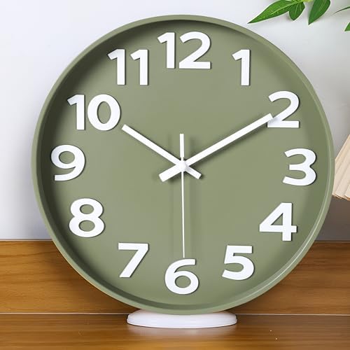 45MinST 12 Inch 3D Number Dial Face Modern Indoor Outdoor Clock, Silent by 45MinST