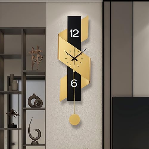 Large Modern Wall Clock with Pendulum, Silent Battery Operated Statement Clock - Image 6