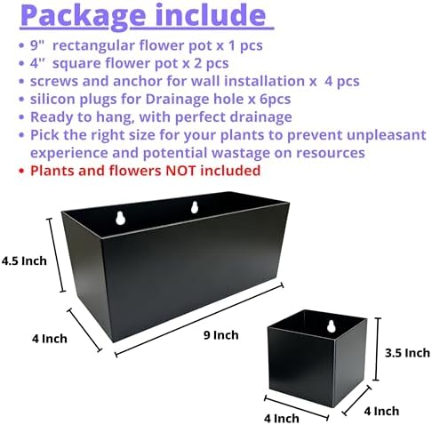 LaLaGreen Wall Planters Rectangular Wall Mounted Hanging Flower Boxes - Image 2