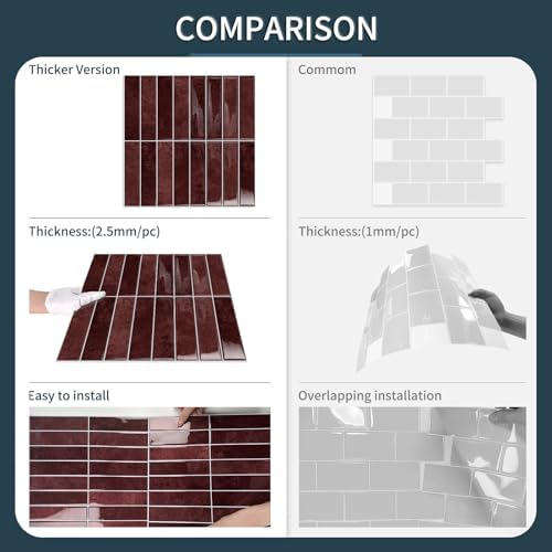 10 Sheets Upgraded Thicker Design Subway Tile Peel and Stick Backsplash - Image 4