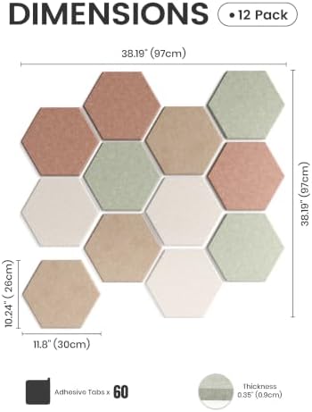 Fluxynara 12-Pack Hexagon Felt Bulletin Board Tiles - Image 2