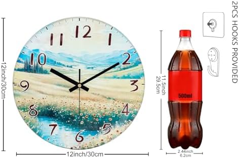12 Inch Silent Wall Clock Non Ticking, Glass Analog Battery Operated Clock - Image 3