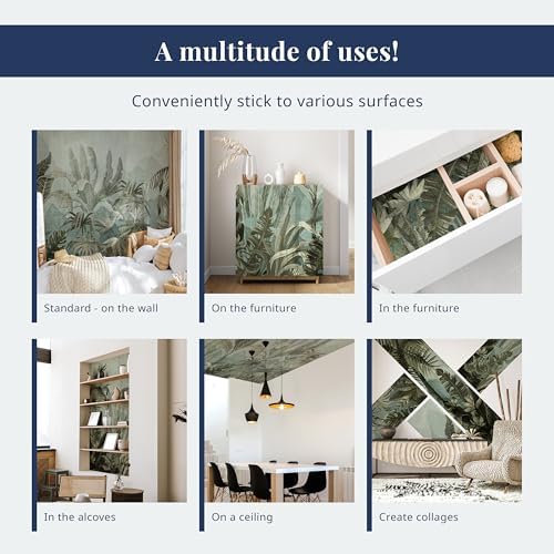 artgeist Peel and Stick Wall Mural, Living Room Decor Stone Wall 135x101 in - Image 7