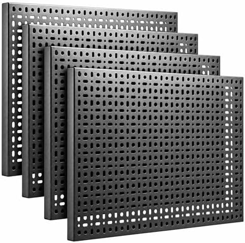 4 Pack Peg Board, 16×12" Black Metal Pegboard Wall Panels by DHLANROY