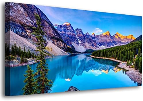 Wall Art Lake Mountain Landscape Picture Print Canvas Wall Art Modern Giclee by HaichuangDecorArt