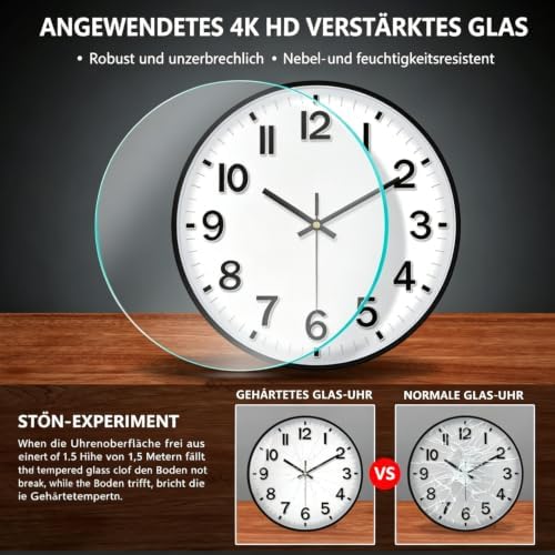 Modern Wall Clock, 10 Inch Digital Wall Clocks Battery Operated, Round Non - Image 5
