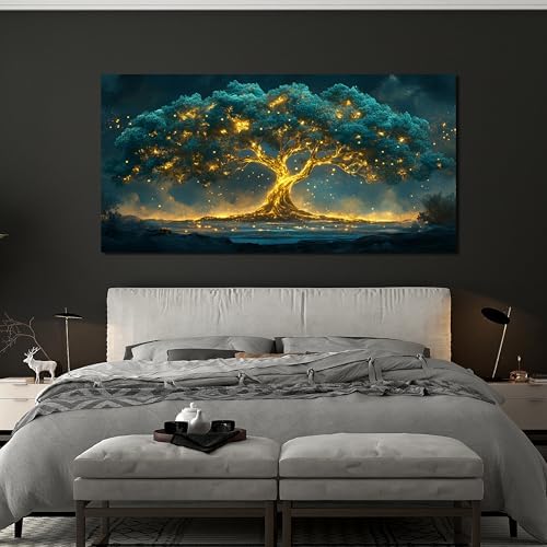 Canvas Wall Art Decor Artwork for Walls Green Gold Wall Art Decor Tree of Life - Image 4