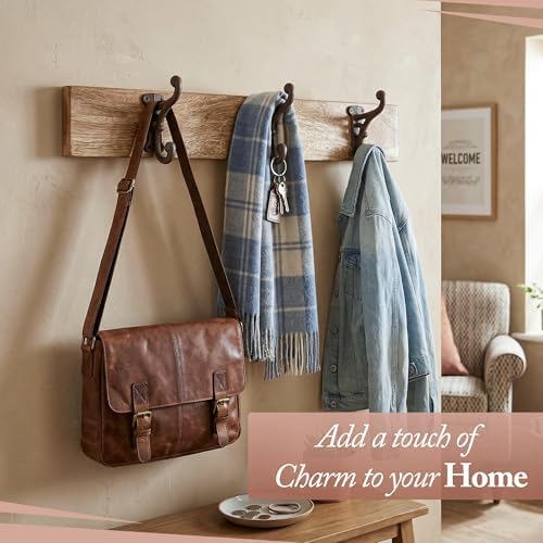 Rustic Cast Iron Coat Hooks Rustic Dark Brown, Wall Mounted, Farmhouse - Image 5