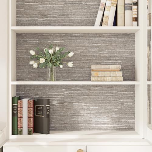 Vintage Textured Taupe Grasscloth Peel n Stick Wallapper 15.7×80" - Image 3