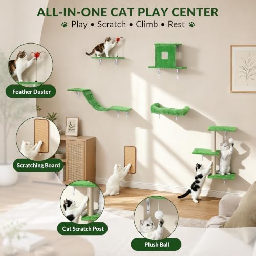 Cat Wall Shelves, 6-in-1 Cat Wall Furniture Set - Image 4