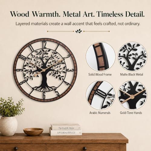 16 Inch Arabic Numerals Tree Wall Clocks - Image 5