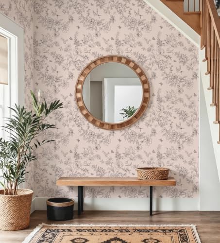 Froluya Brown Floral Peel and Stick Wallpaper Shelf Liner 17.7in×118.1in - Image 4
