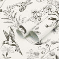 Safiyya Peel and Stick Wallpaper Floral Birds Contact Paper Black and White by SAFIYYA