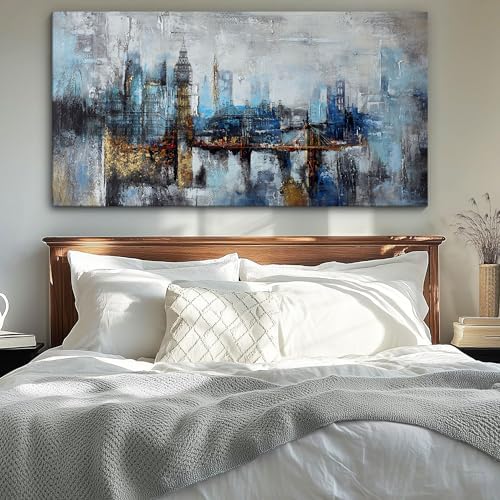 Pogusmavi Large Wall Art for Bedroom Abstract City View Canvas Art Modern Home - Image 3