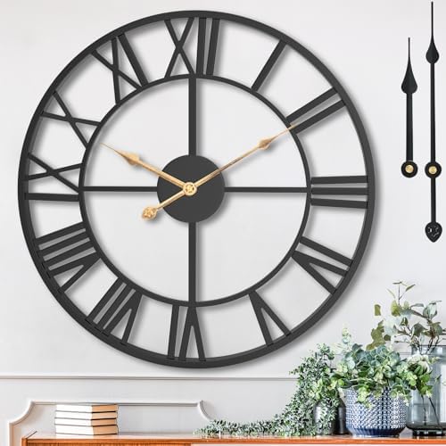 14 Inch Black Metal Roman Numerals Wall Clocks by MuZi+famlily