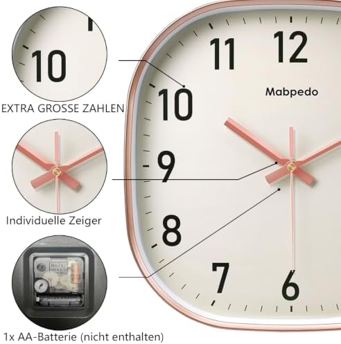 10 Inch Wall Clock, Silent Non Ticking Wall Clocks Battery Operated, Square - Image 6