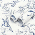 Safiyya Peel and Stick Modern Wallpaper Floral Birds Contact Paper Blue and by SAFIYYA