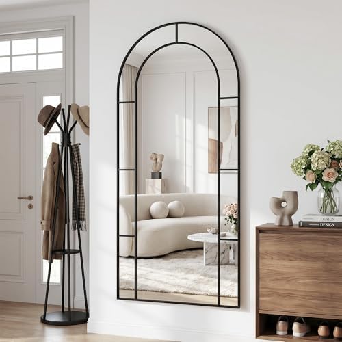 76" x 34" Arched Full Length Floor Mirror, Farmhouse Window Pane Mirror - Image 3