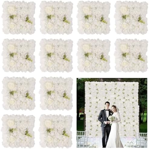 3D Flower Wall Backdrop 12 Pcs 15×15 Inch White Dahlia by BloomTrend
