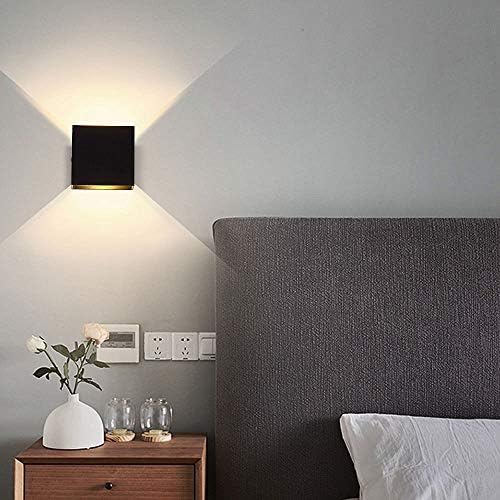 Lightess Indoor LED Wall Sconce Light Set of 2 Black Metal 10W Warm White - Image 2