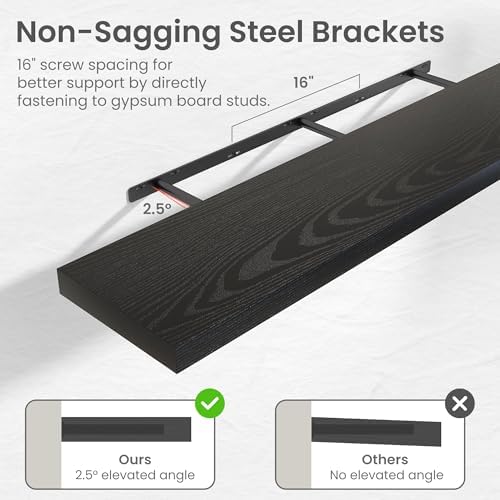 16 in Floating Shelves for Wall Decor Color Black, Pack 2 - Image 4