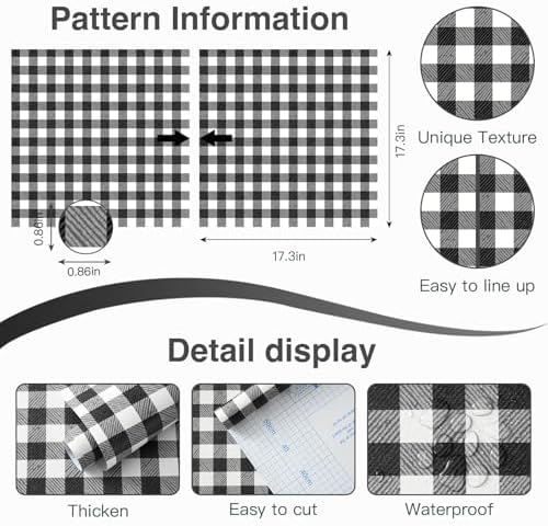 Checkered Wallpaper Black and White Wallpaper 17.3" × 393" Peel and Stick - Image 5