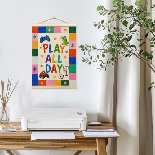 madalo Colorful Boys Play All Day Wall Art Poster Hanger Frame, Cute Cartoon - Image 5