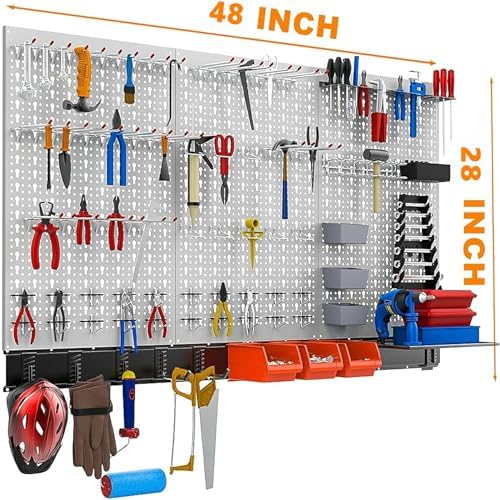 TORACK 109 PCS Pegboard Wall Organizer 48x24 in, Garage Metal Pegboard - Image 2