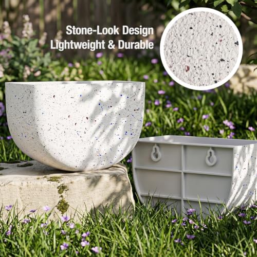 Asnext 2 Pack Indoor Wall Planter, 7 Inch Wall Planter Pot, Speckled White - Image 4