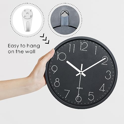 Plumeet 10'' Wall Clock, Bedroom Wall Clocks Battery Operated, Silent Quartz - Image 5