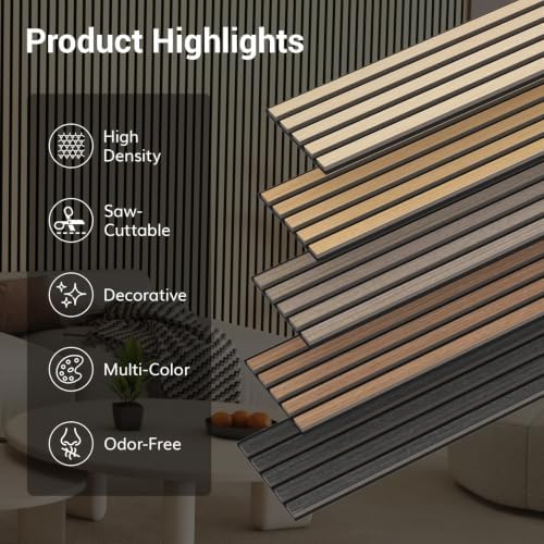 TONOR Wood Panels for Wall, 4 Pack 94.5'' x 7.9''-20.64 sq.ft Acoustic Wall - Image 7