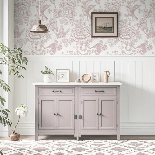 Safiyya Pink Peel and Stick Wallpaper Floral Birds Butterfly Contact Paper - Image 4