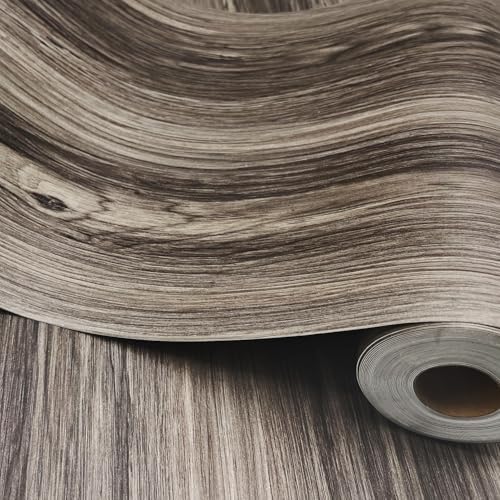 Wood Grain Peel and Stick Floor Tiles, 11.8" W × 118" L, Dark Color by auxua