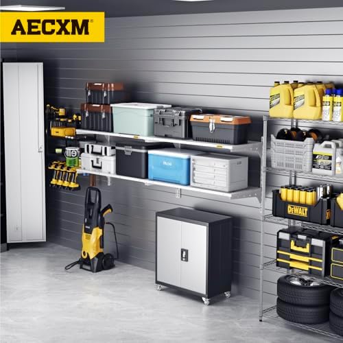 Aecxm 2-Pack 2 Tier 1.3x3ft Garage Shelving Wall Mounted, 500lbs Load - Image 2