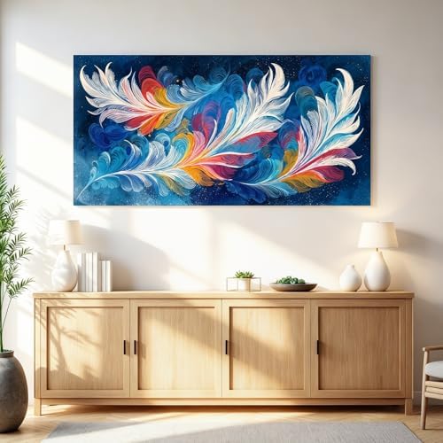 I@U Abstract Wall Art Decor Minimalist Feather Wall Art Prints Modern Colorful - Image 3