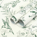 Safiyya Green White Peel and Stick Wallpaper Floral Birds Contact Paper Modern by SAFIYYA