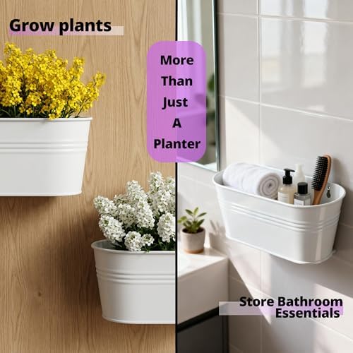 LaLaGreen Large Wall Planter White Metal Wall Decor Pots - Image 6