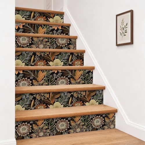 Laatse Boho Dark Black Gold Floral Wallpaper Peel and Stick 17.5"x787" - Image 7