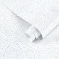 Ismoon Blue Wallpaper Peel and Stick Boho Floral Contact Paper 17.3x78.7in by Ismoon